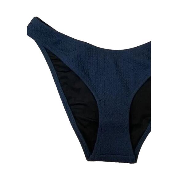 NWT J.Crew Textured Curved Waist Cheeky Bikini Bottom High Cut Leg S Navy Blue - Picture 12 of 15